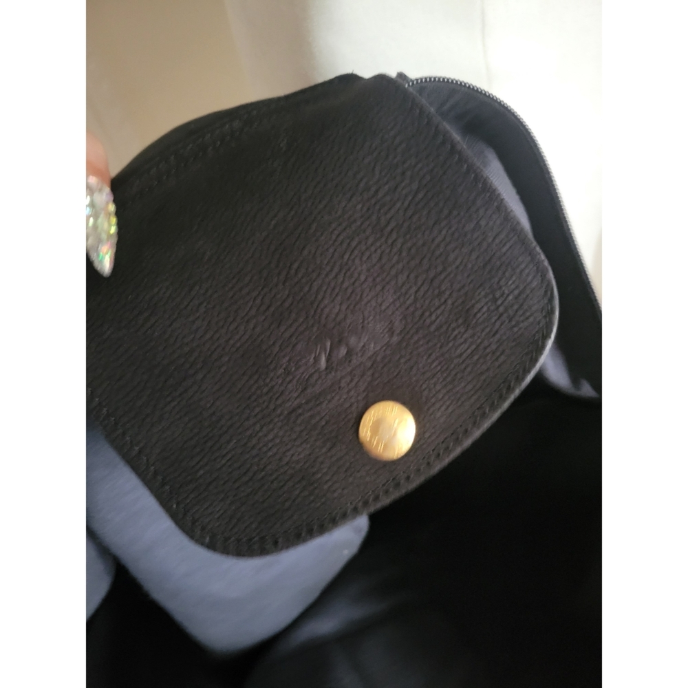 Longchamp Suede detail Le Pilage Black Tote Bag - Picture 2 of 3